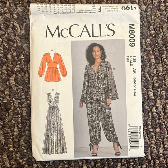 McCalls Pants - McCalls Jumpsuit Pattern M8009 - Sz A5 (6-8-10-12-14)